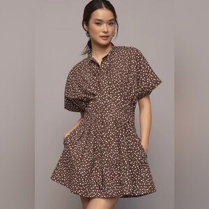 NWT Size L - The Tobie Tie-Neck Cotton Shirt Dress by Exquise (NWT US$ 178)
